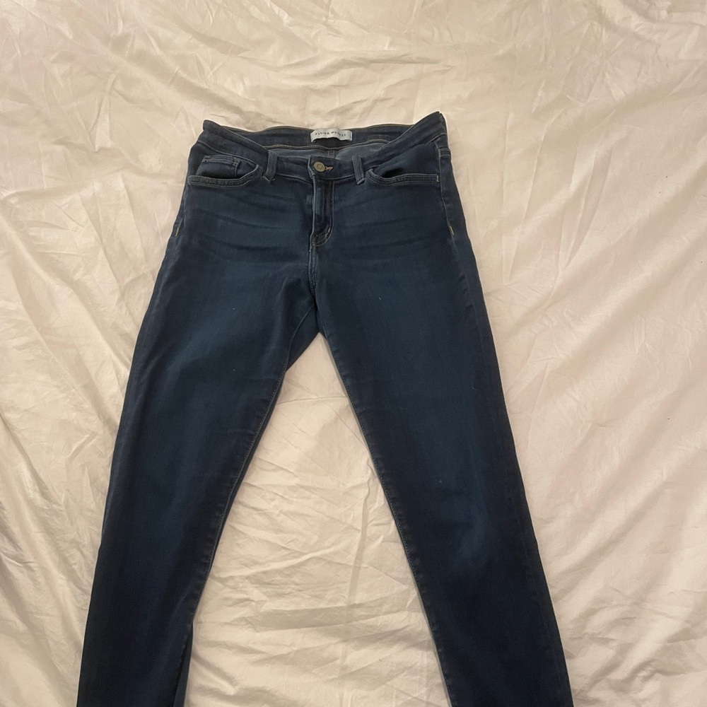 Stretchy dark blue jeans